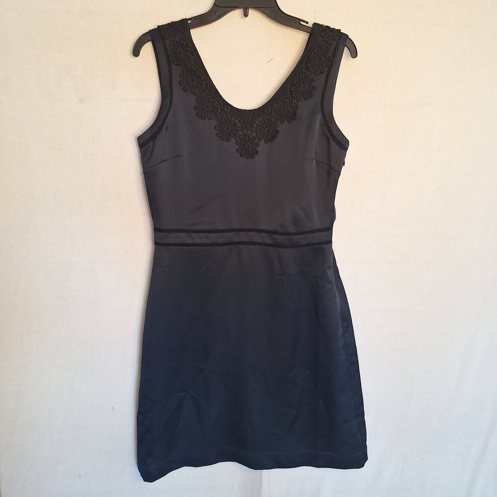 NWT Banana Republic Dress Sz 8 Navy Blue Crochet Collar Preppy Twee Academia